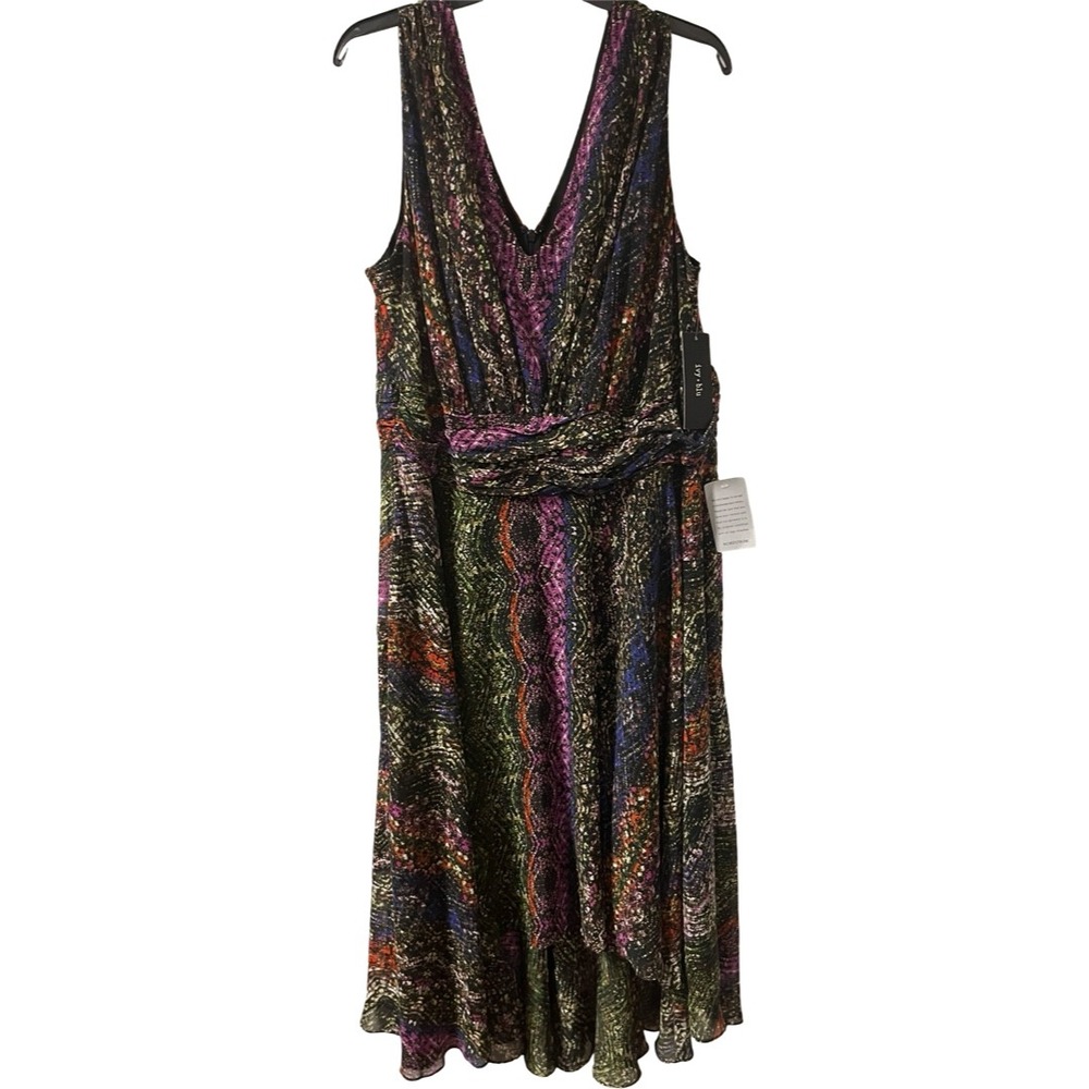 NWT Ivy + Blu V-Neck Abstract Print Sleeveless High-Low‎ Dress Plus Size 20W